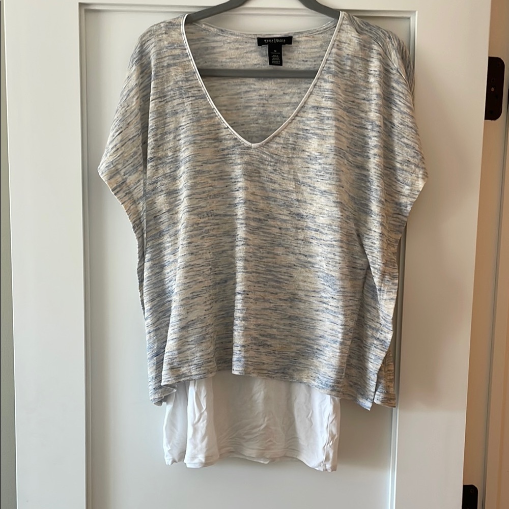 White House Black Market Gray Dolman Sleeve Blouse